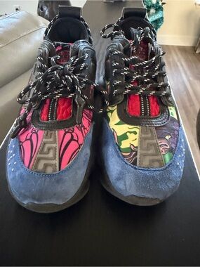 Versace Multicolor Pink Green Blue Patterned Men’s Sneakers